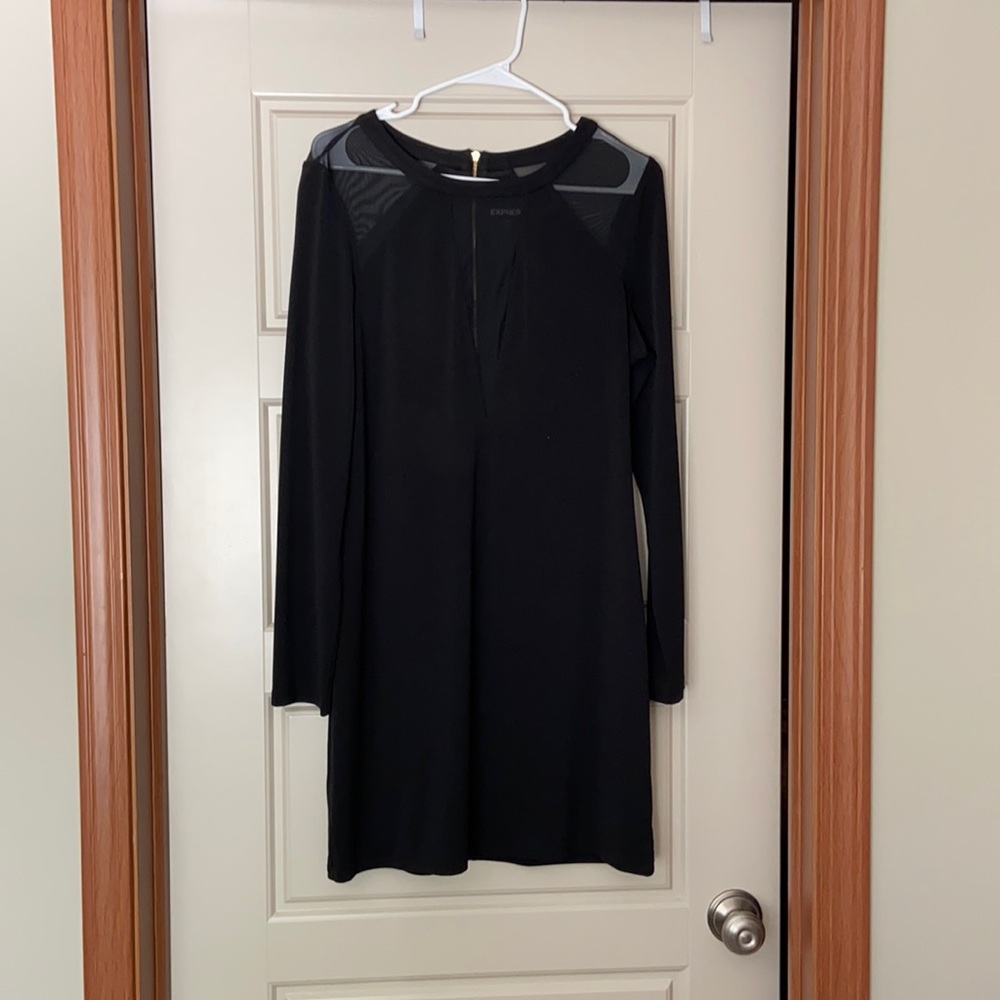 Black Mesh Paneled Special Occasion Dress